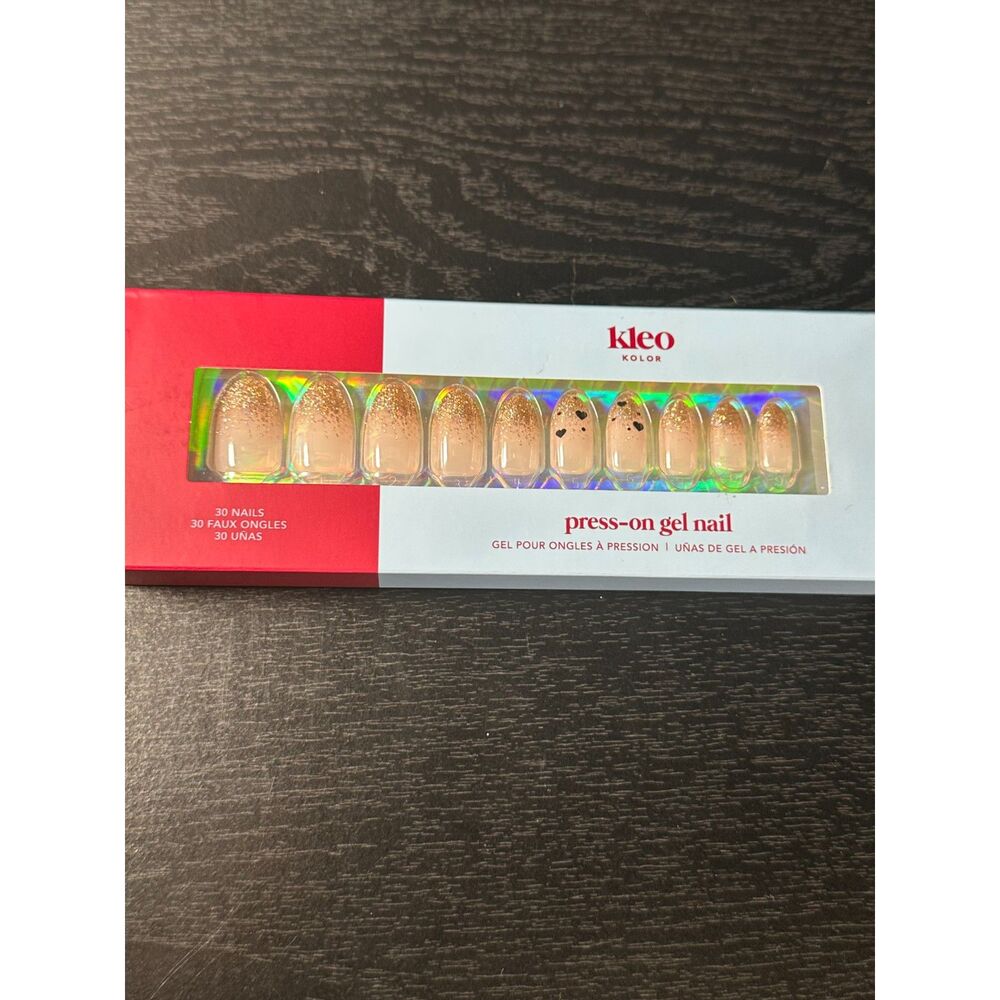 Kleo Kolor Press-On Gel Nails - Golden Heart - NIB